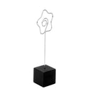 Black Cube Base Card Picture Memo Photo Clip Holder Flower Shape Wire Clip