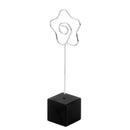 Black Cube Base Card Picture Memo Photo Clip Holder Flower Shape Wire Clip