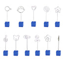 Blue Cube Base Card Picture Memo Photo Clip Holder Fish Shape Wire Clip