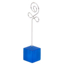 Blue Cube Base Card Picture Memo Photo Clip Holder Bud Shape Wire Clip