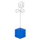 Blue Cube Base Card Picture Memo Photo Clip Holder Bud Shape Wire Clip