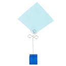 Blue Cube Base Card Picture Memo Photo Clip Holder Bud Shape Wire Clip