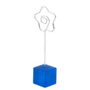 Blue Cube Base Card Picture Memo Photo Clip Holder Flower Shape Wire Clip