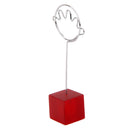Red Cube Base Card Picture Memo Photo Clip Holder Palm Shape Wire Clip