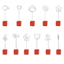 Red Cube Base Card Picture Memo Photo Clip Holder Palm Shape Wire Clip