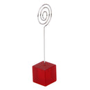 Red Cube Base Card Picture Memo Photo Clip Holder Circle Shape Wire Clip
