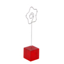 Red Cube Base Card Picture Memo Photo Clip Holder Flower Shape Wire Clip