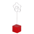 Red Cube Base Card Picture Memo Photo Clip Holder Flower Shape Wire Clip