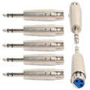5Pcs XLR 3Pin Female to 6.35mm 1/4 Stereo Jack Male Plug Audio Cord Mic Ada