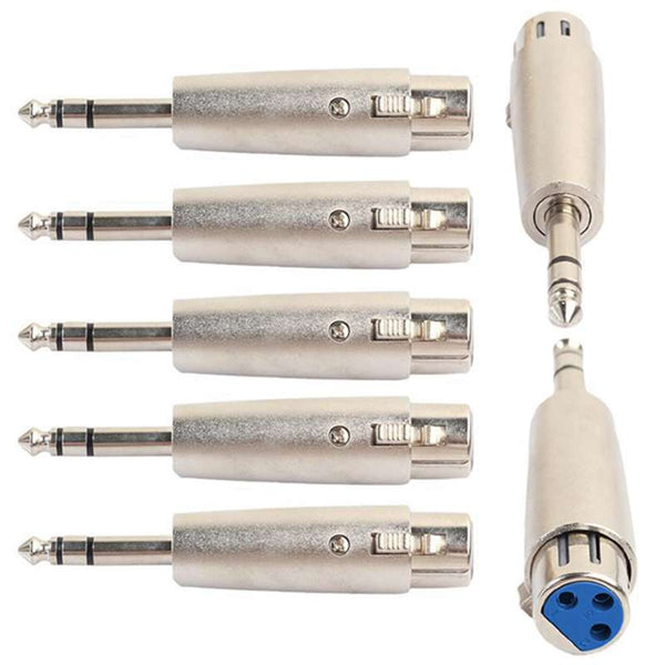 5Pcs XLR 3Pin Female to 6.35mm 1/4 Stereo Jack Male Plug Audio Cord Mic Ada