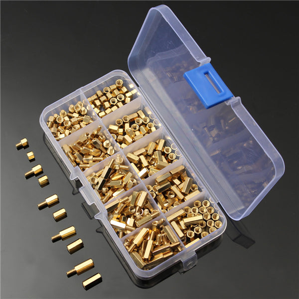 Suleve M3BH1 300Pcs M3 Male-Female Brass Hex Column Standoff Support Spacer Pillar For PCB Board