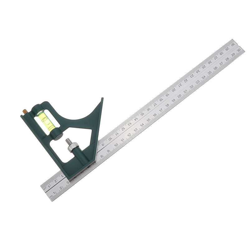BERRYLION 300mm Adjustable Combination Square Angle Ruler 45/90 Degree with Bubble Level Multifunctional Gauge Measuring Tools
