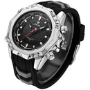WEIDE 6406 Dual Display Digital Watch Calendar Alarm Luminous Watch Silver Case Men Sport Watch