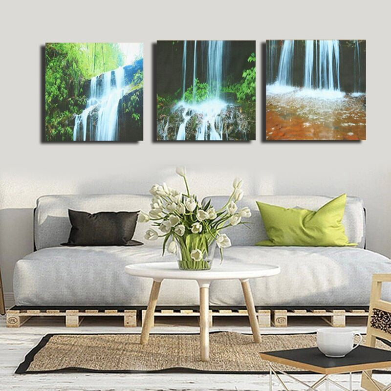 3 Cascade Large Waterfall Framed Print Painting Canvas Wall Art Picture Home Decorate Living Room