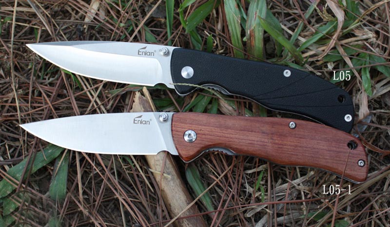 Enlan L05 8CR13Mov Blade G10 or Wood Handle Folding Pocket Knife With Clip Liner-lock Stainless Steel Knife