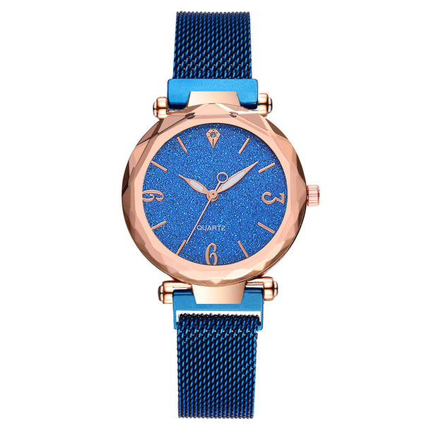 DEFFRUN A312 Simple Design Milanese Mesh Steel Star Decoration Fashion Women Watch Quartz Watch