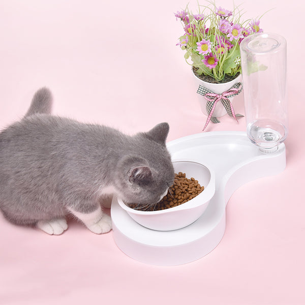 Automatic 2 in 1 Pet Feeder Cat Dog Bowl Waterer Dispenser Puppy Drinking Food Dish