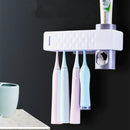 Bathroom Wall Hanging Toothbrush Holder With UV Sterilization Clean Function Toothpaste Squeezer
