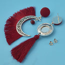 Ethnic Asymmetric Tassel Earring Bohemian Crystal Moon Drop Earrings Dangle Earrings for Women