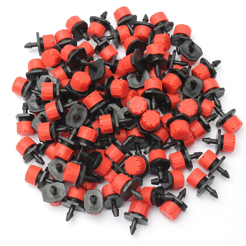 100Pcs Adjustable Micro Drip Irrigation Watering Anti-clogging Emitter Dripper Watering System Automatic Hose Kits Connector