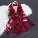 Fashion Elegant Women Flower yarn Long Scarf Soft Shawl Gift red G8T8