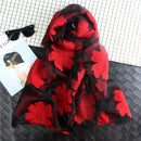 Fashion Elegant Women Flower yarn Long Scarf Soft Shawl Gift red G8T8