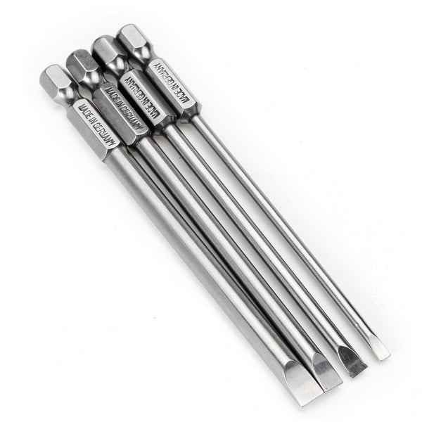 BROPPE 4pcs 100mm Magnetic 3.0-6.0mm Flat Head Slotted Tip Screwdrivers Bits