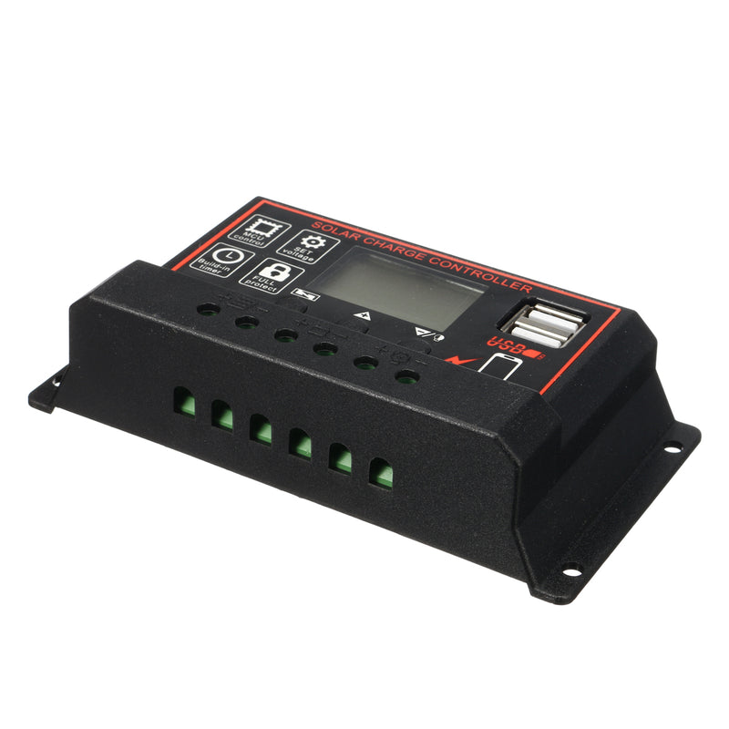 12v/24V Auto Solar Controller 10A-60A LCD Solar Charge Controller PWM Solar Panel Controller Solar Panel Battery Regulator With Dual USB Port