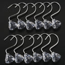 Pack of 12 Shower Curtain Hooks Elegant Diamante Style Acrylic + metal