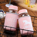 IPRee 600ml Glass Water Bottle Unicorn Pattern  Transparent Drinkware With Cloth Protection Cover