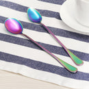 Stainless Steel Colorful Rainbow Long Handle Spoon Tea Coffee Ice Cream Spoon Tableware Craft