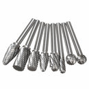 8pcs 1/4 Inch Shank Double Cut Carbide Rotary Burr Die Grinder Grinding Head Bit Tool Set