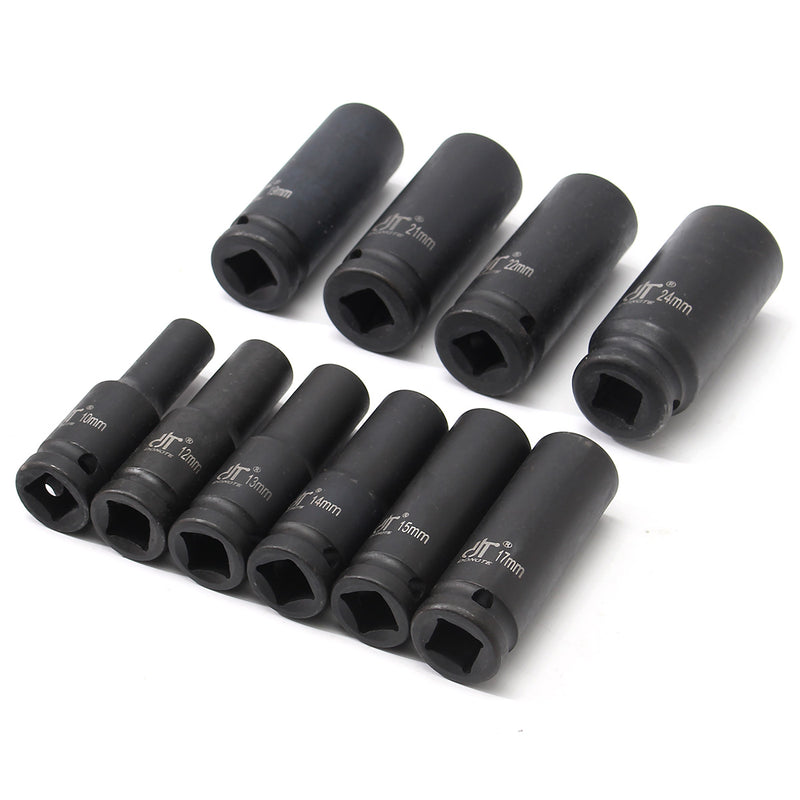 10pcs 1/2 inch Drive Deep Impact Metric Socket Set 10-24mm Air Garage Socket Wrench Tool