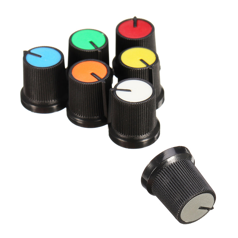 10Pcs Red/Blue/Orange/Grey/Green/White/Yellow Plastic For Rotary Taper Potentiometer Hole 6mm Knob