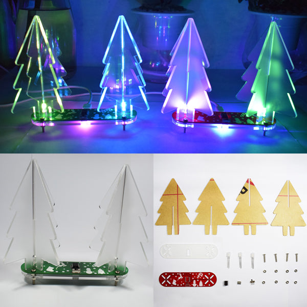 Geekcreit DIY Full Color Changing LED Acrylic 3D Christmas Tree Electronic Learning Kit