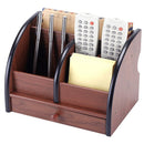 5-Compartment Luxury Brown Wood Office Desktop Organizer / Letter Sorter wi