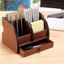 5-Compartment Luxury Brown Wood Office Desktop Organizer / Letter Sorter wi