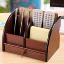5-Compartment Luxury Brown Wood Office Desktop Organizer / Letter Sorter wi
