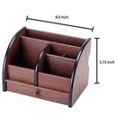 5-Compartment Luxury Brown Wood Office Desktop Organizer / Letter Sorter wi