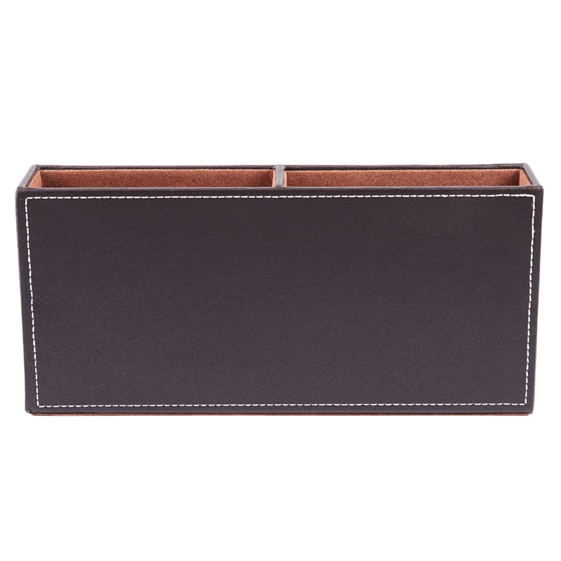 Home Office Wooden Struction Leather Multi-function Desk Stationery Organiz T8F3