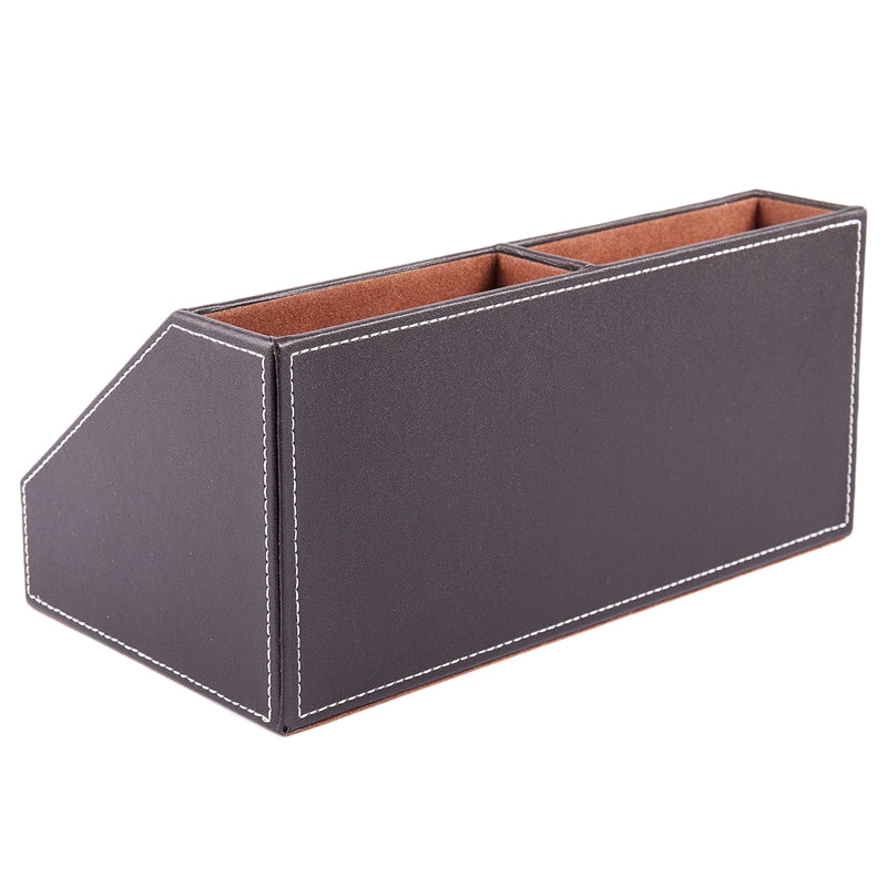 Home Office Wooden Struction Leather Multi-function Desk Stationery Organiz T8F3