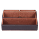Home Office Wooden Struction Leather Multi-function Desk Stationery Organiz T8F3
