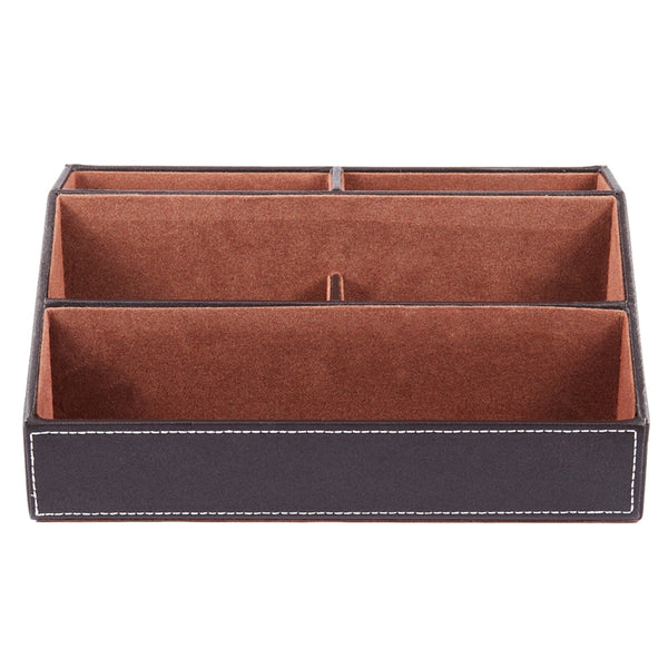 Home Office Wooden Struction Leather Multi-function Desk Stationery Organiz T8F3