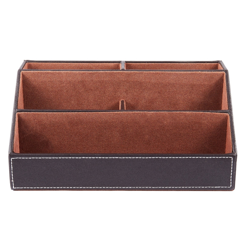 Home Office Wooden Struction Leather Multi-function Desk Stationery Organiz T8F3