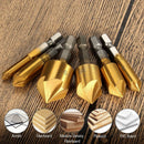 6pcs Hex Shank Five-blade Chamfering Drill Bit High Carbon Steel Titanium P