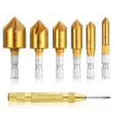 6pcs Hex Shank Five-blade Chamfering Drill Bit High Carbon Steel Titanium P