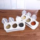 3 Grids Seasoning Bottle Box Condiment Kitchen Storage Container Herb Spice With Spoon