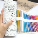 48 Holes Big Pencil Case School Canvas Roll Pouch pencil box Constellation  J8V6