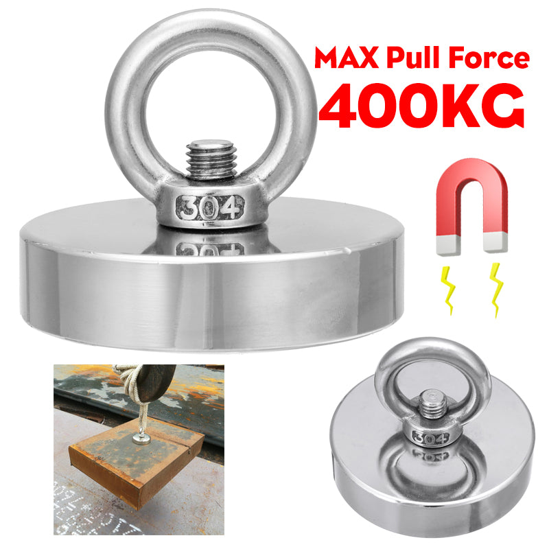 D80mm Neodymium Magnet  400KG Salvage Recovery Fishing Magnet for Detecting Metal Treasure