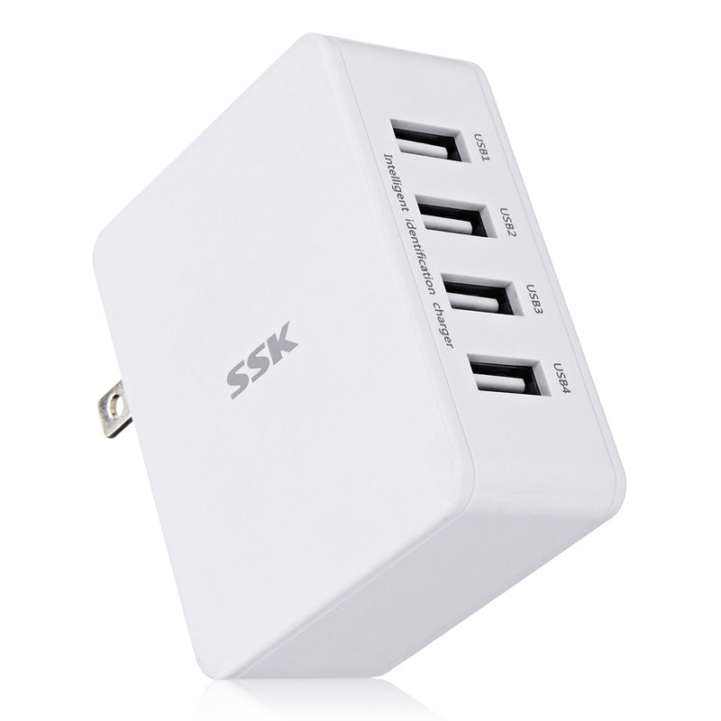 SSK 4 USB Port 5V 5A US Plug USB Charger Tablet Charger